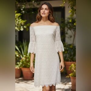 Lilly Pulitzer White Off the Shoulder Dress Size XL preowned in good condition
